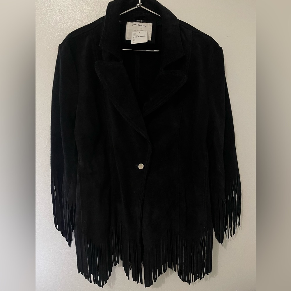 Free People Understated Leather Jacket Fringe - Picture 3 of 7